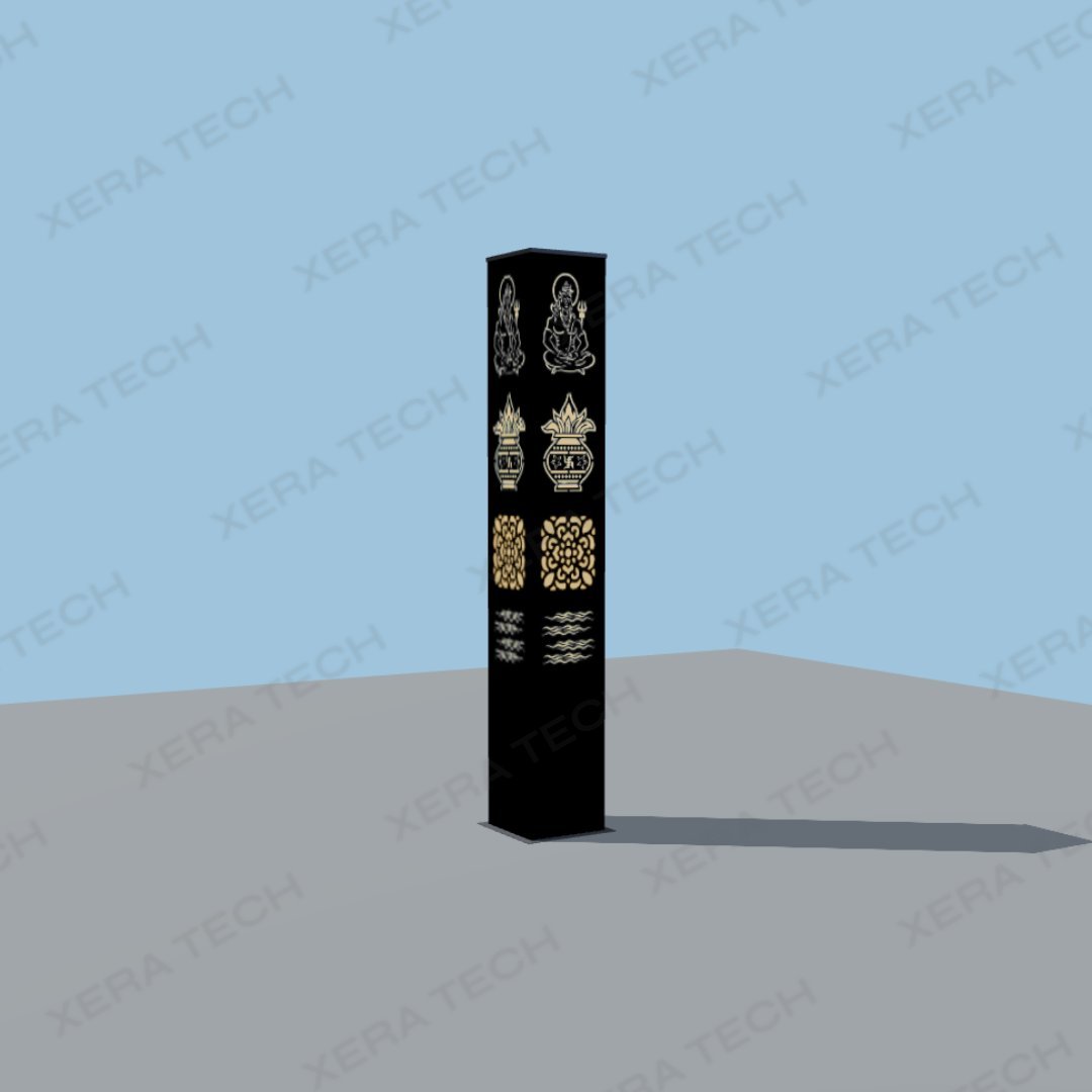 30W Kumbh Theme Square Bollard Light – Shiva Edition – 30WW LED Bollard Light by Xera Tech