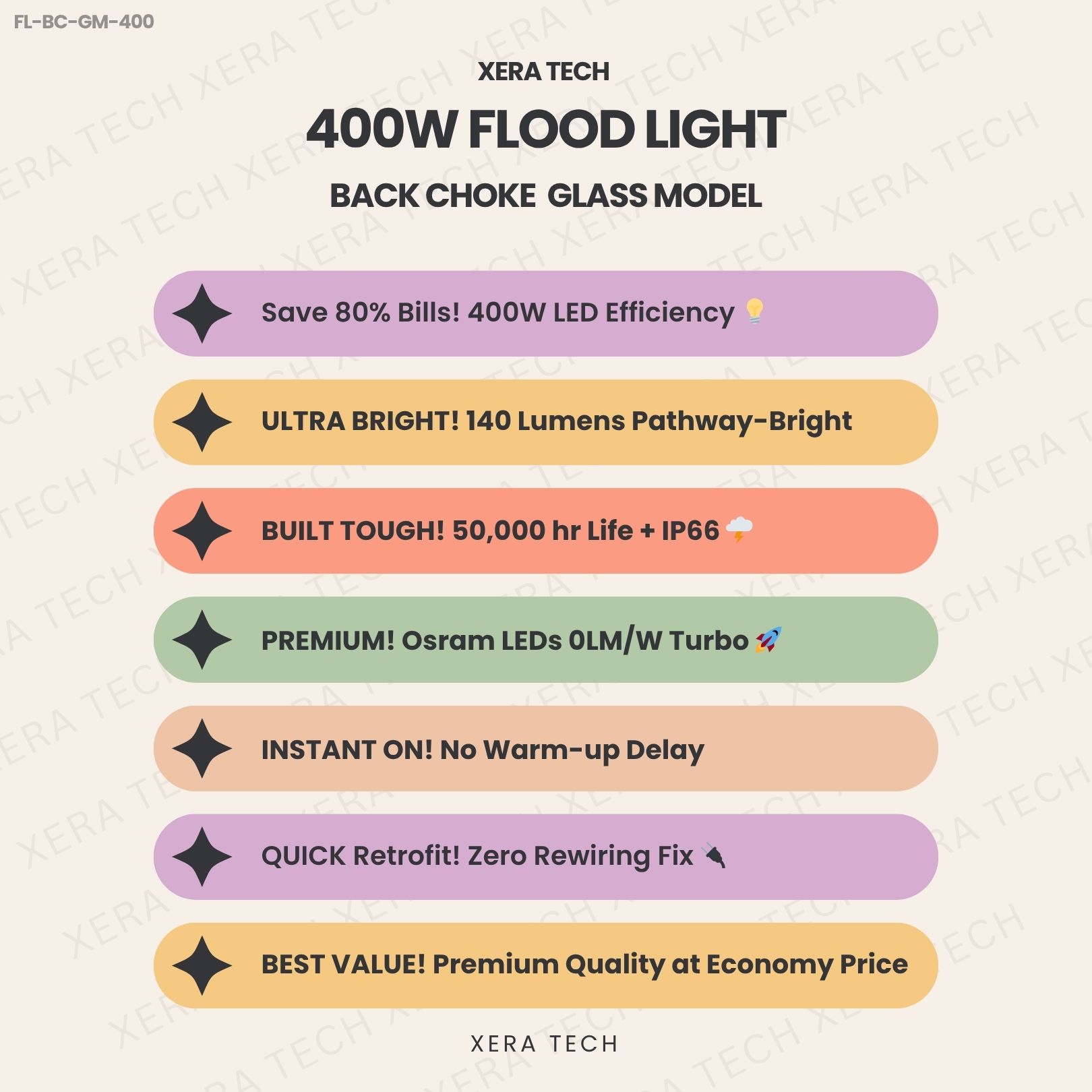 400W Flood Light Back Choke Glass Model - View 4