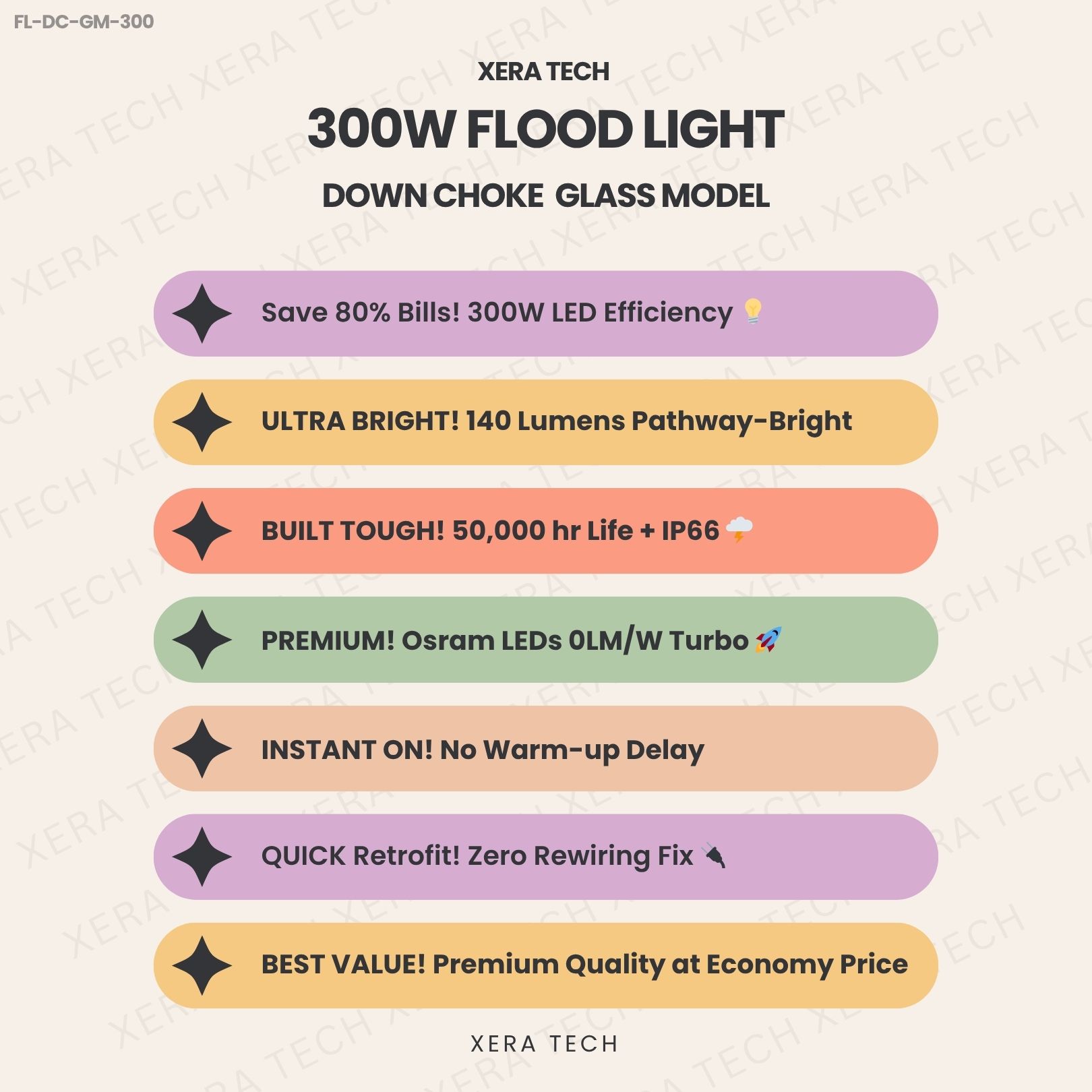 300W Flood Light Down Choke Glass Model - View 4