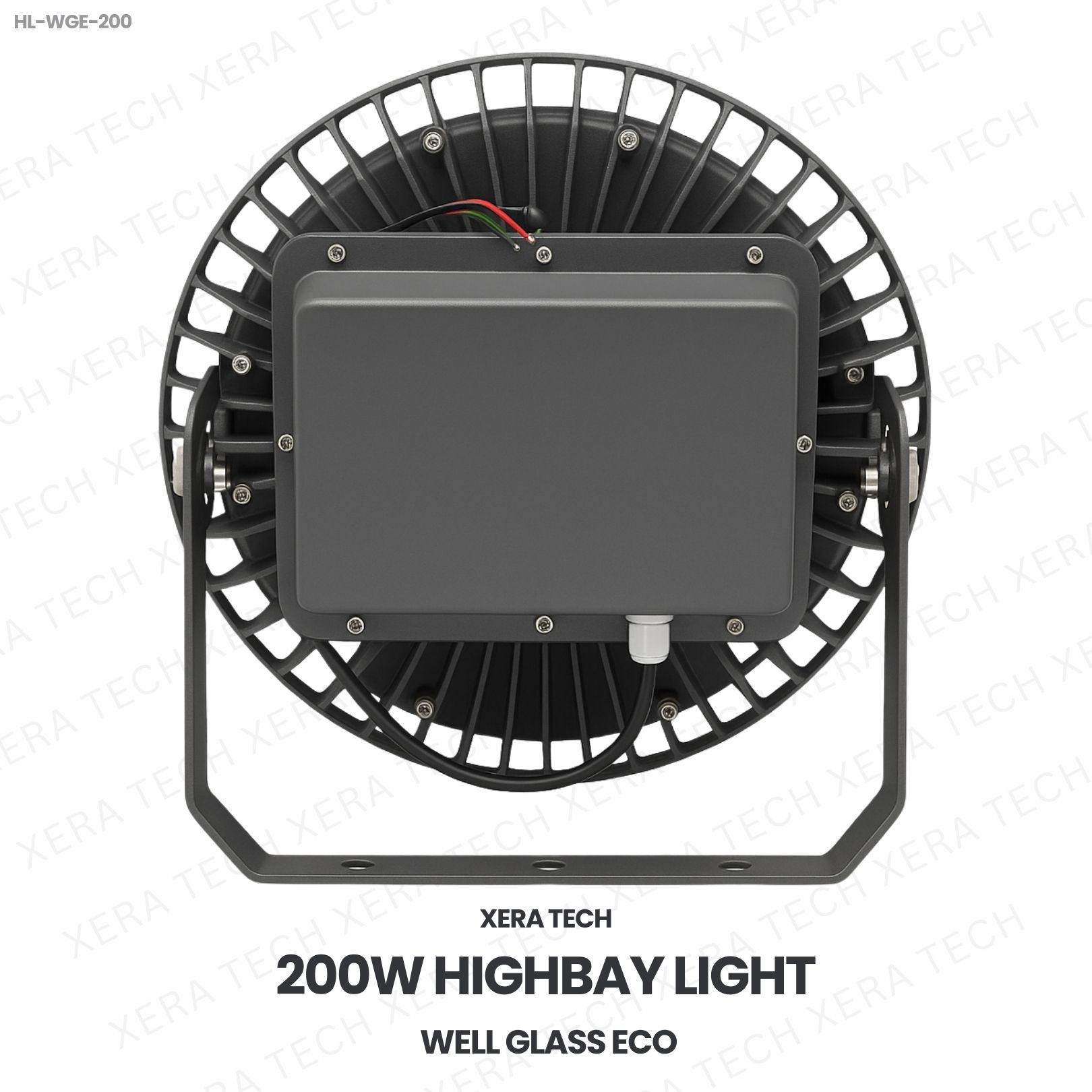 200W Highbay Light Well Glass Eco – back view showing driver and heat sink | Xera Tech