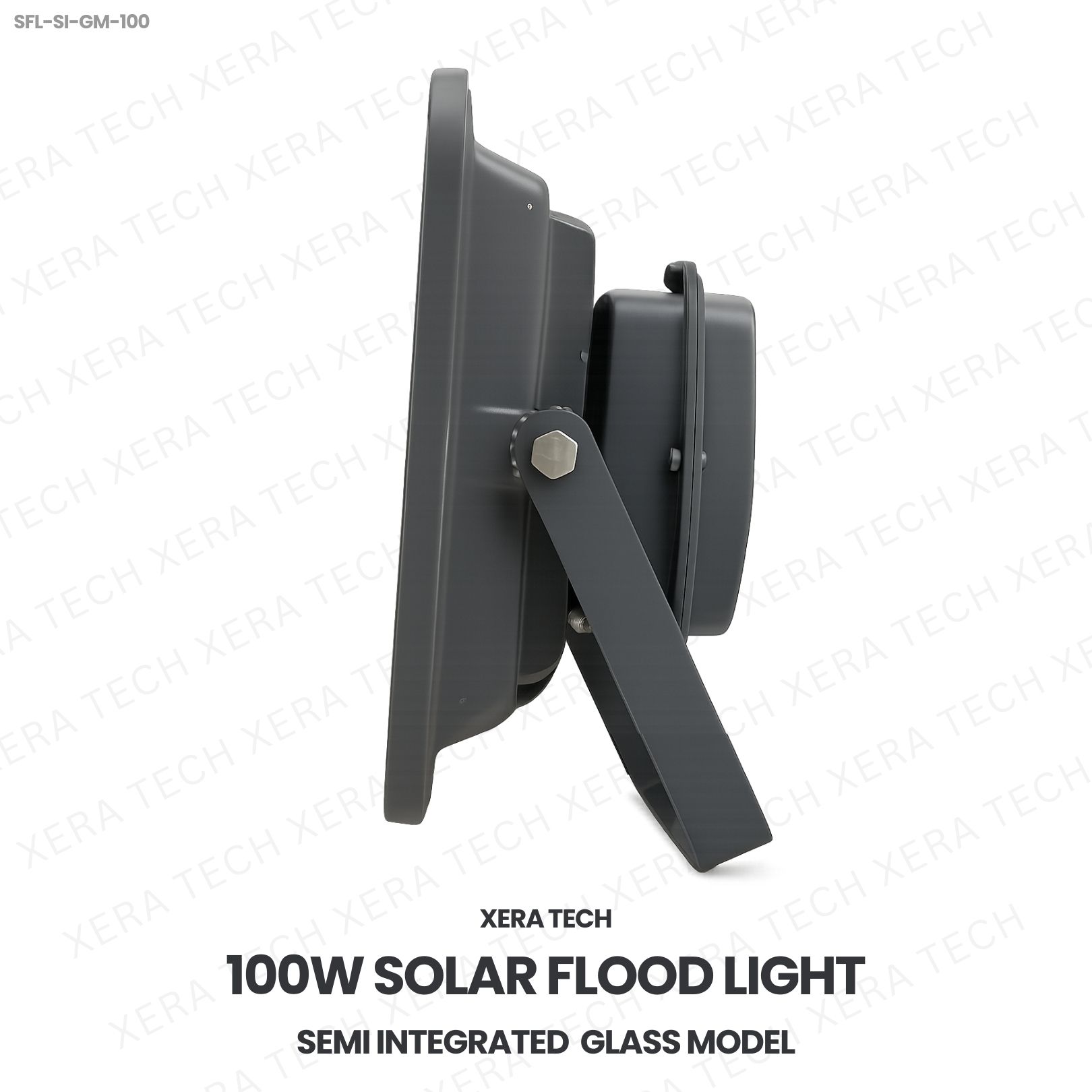 100W IPIP66 Solar Flood Light – side profile | Xera Tech