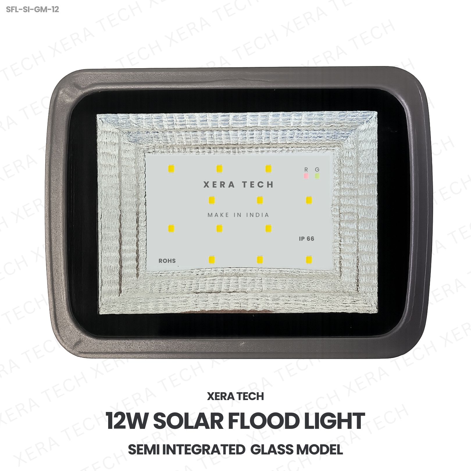 12W Solar Flood Light Semi Integrated Glass Model – 12WW LED Flood Light by Xera Tech