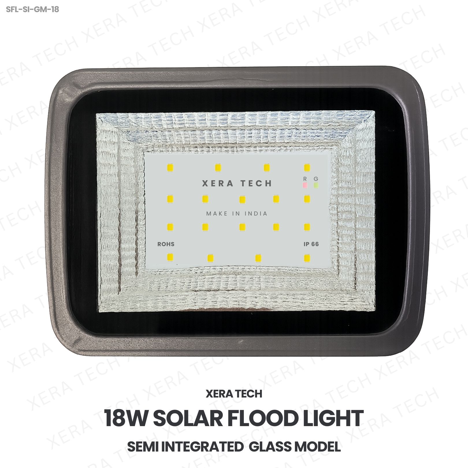 18W Solar Flood Light Semi Integrated Glass Model – 18WW LED Flood Light by Xera Tech