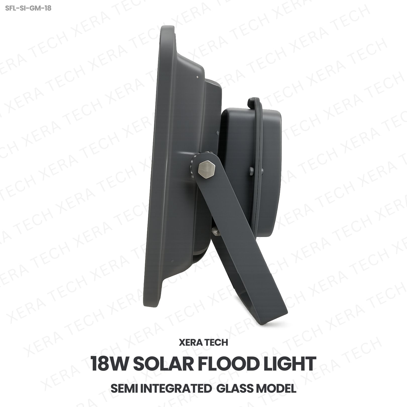 18W IPIP66 Solar Flood Light – side profile | Xera Tech