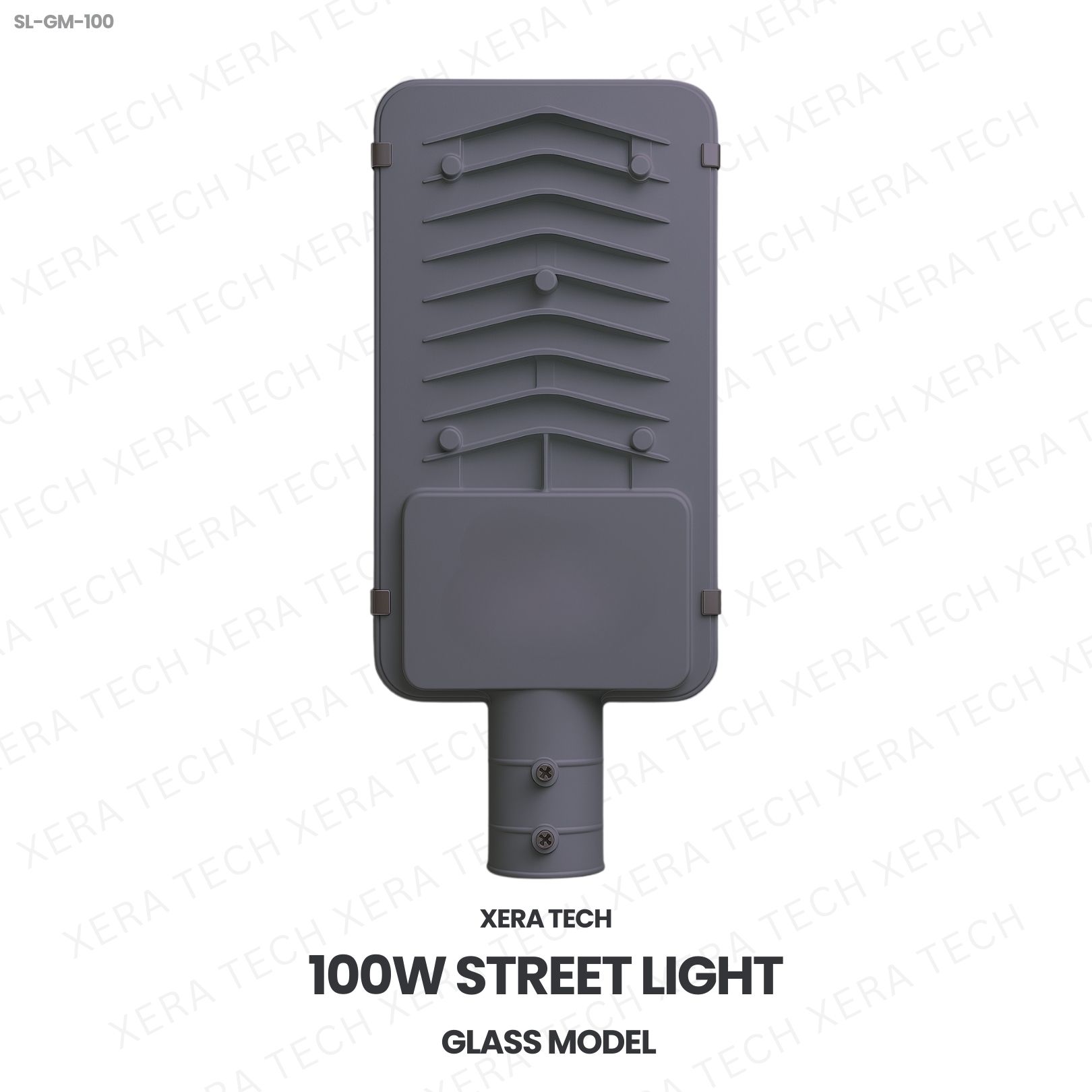 100W Street Light Glass Model – back view showing driver and heat sink | Xera Tech