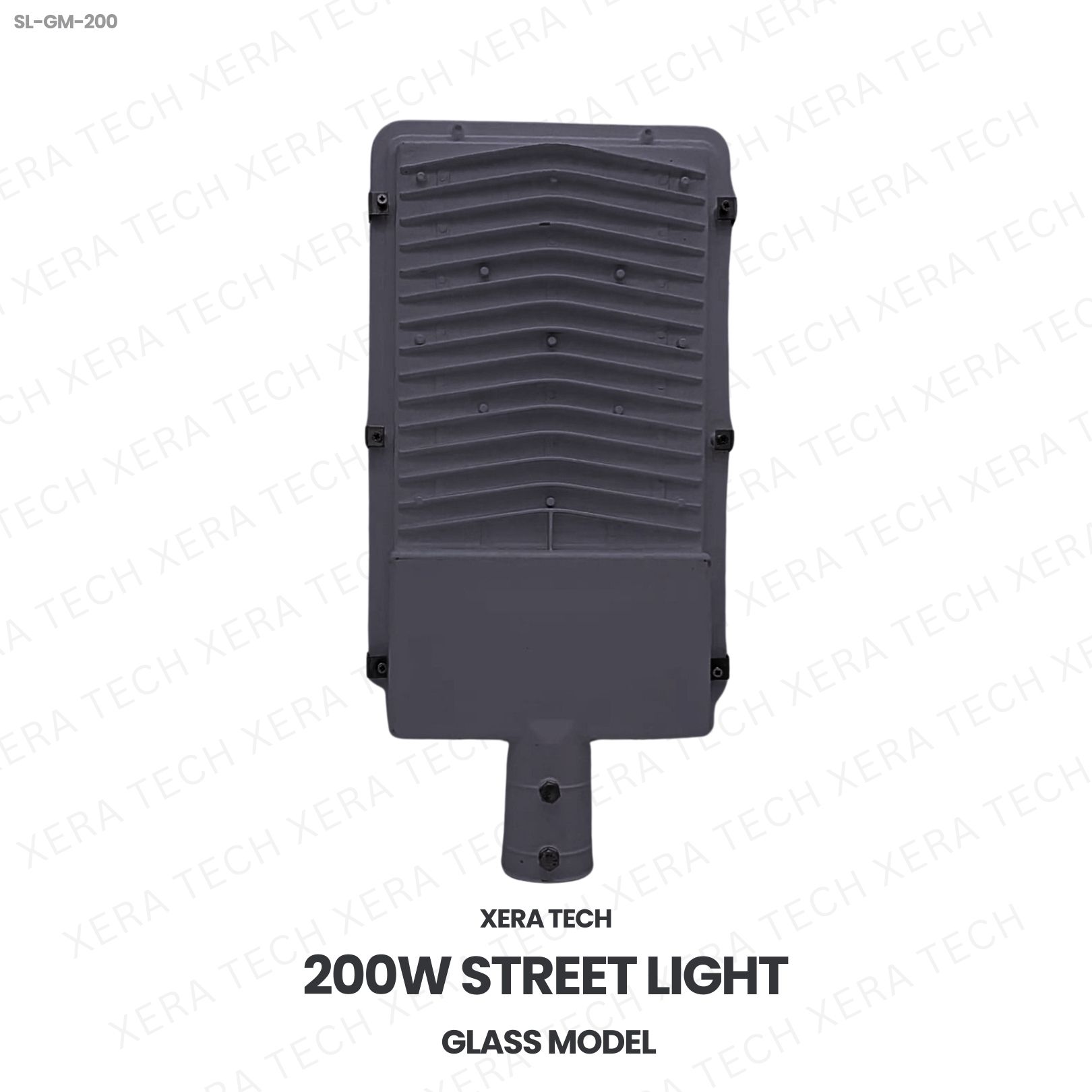 200W Street Light Glass Model – back view showing driver and heat sink | Xera Tech