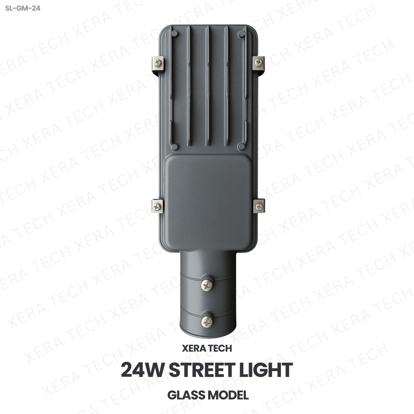 24W Street Light Glass Model – back view showing driver and heat sink | Xera Tech