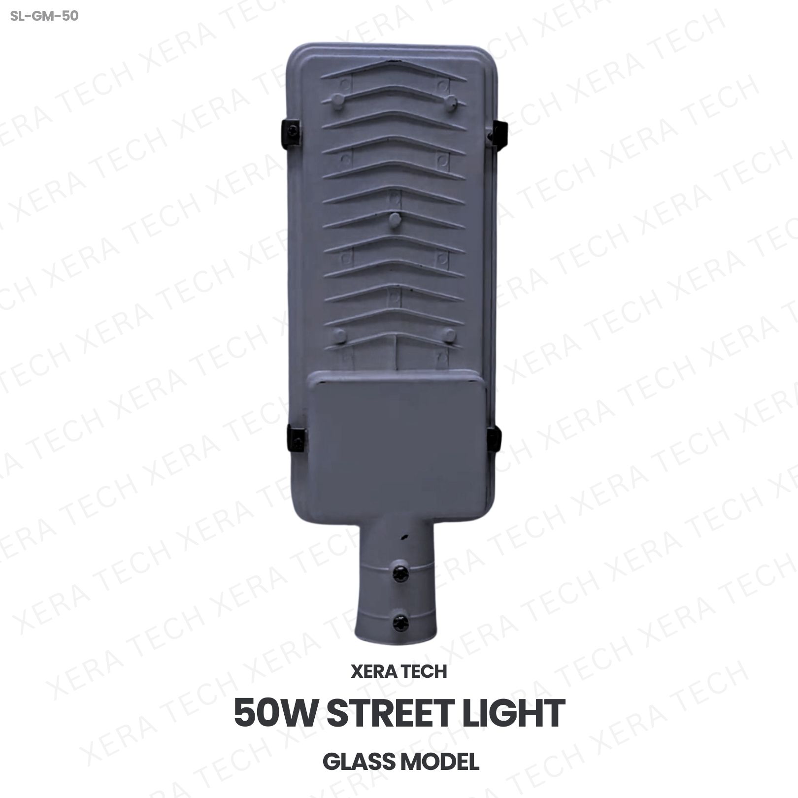50W Street Light Glass Model – back view showing driver and heat sink | Xera Tech