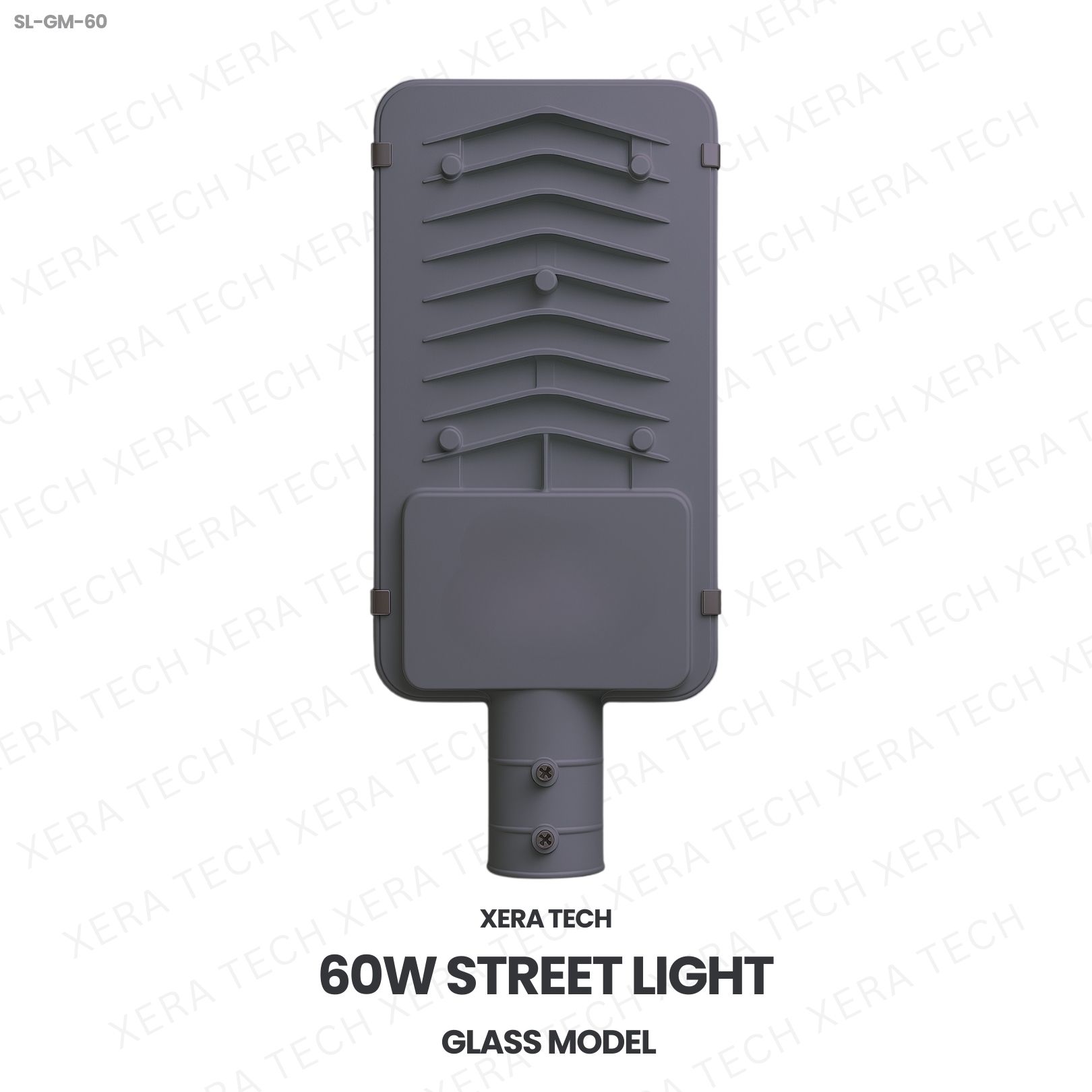 60W Street Light Glass Model – back view showing driver and heat sink | Xera Tech