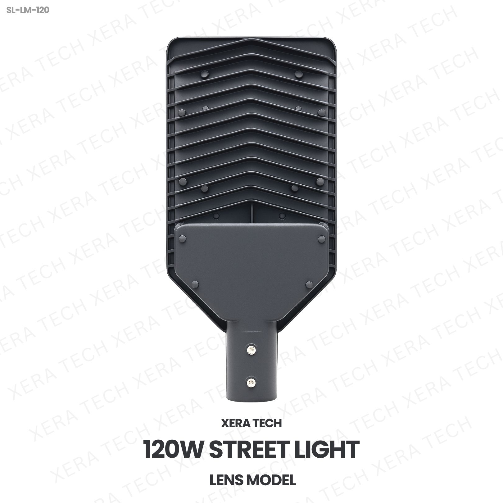 120W Street Light Lens Model – back view showing driver and heat sink | Xera Tech