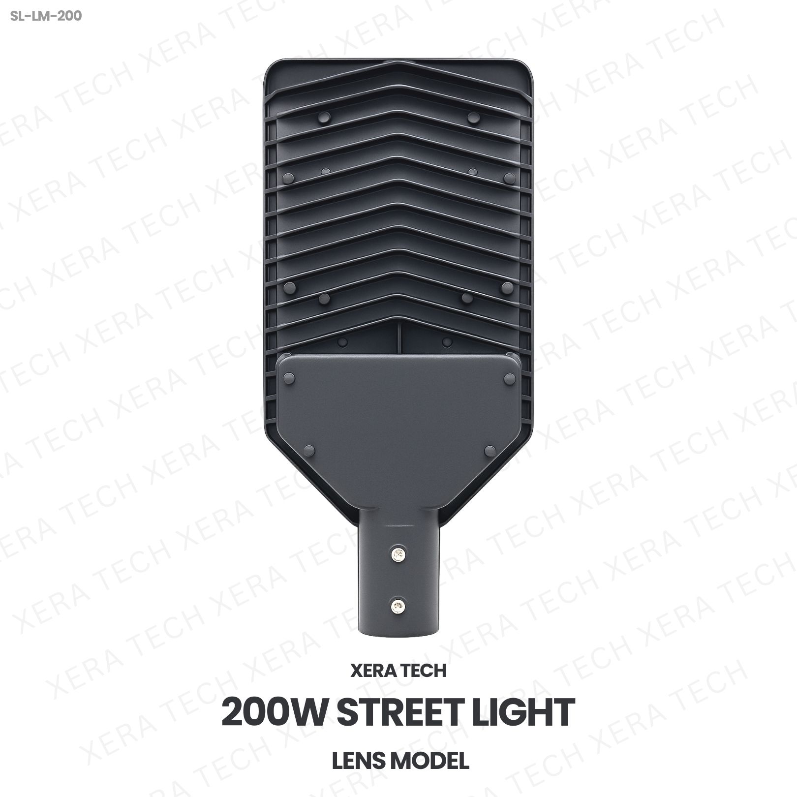 200W Street Light Lens Model – back view showing driver and heat sink | Xera Tech