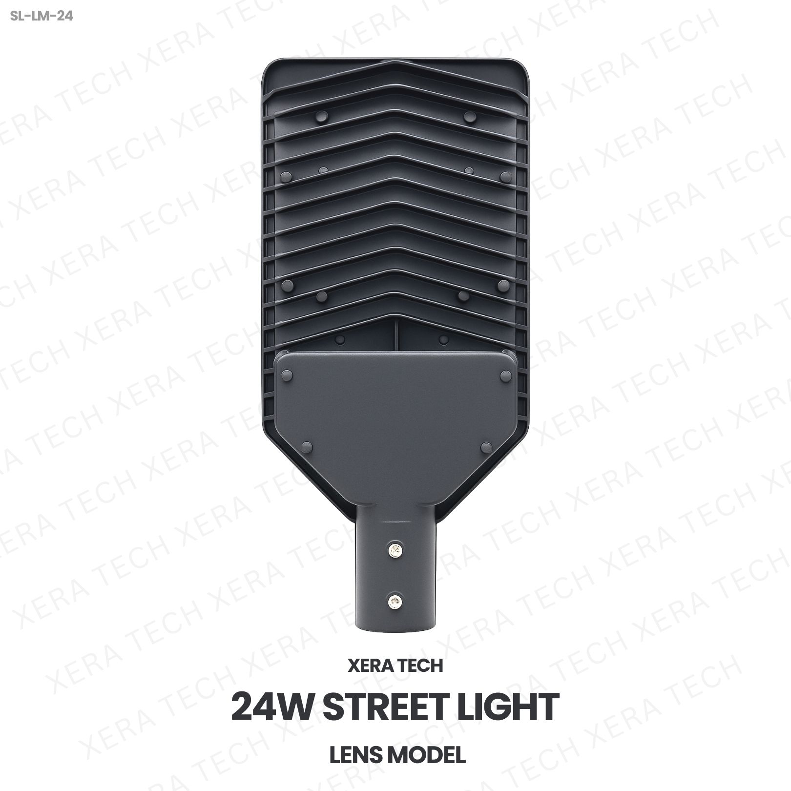 24W Street Light Lens Model – back view showing driver and heat sink | Xera Tech
