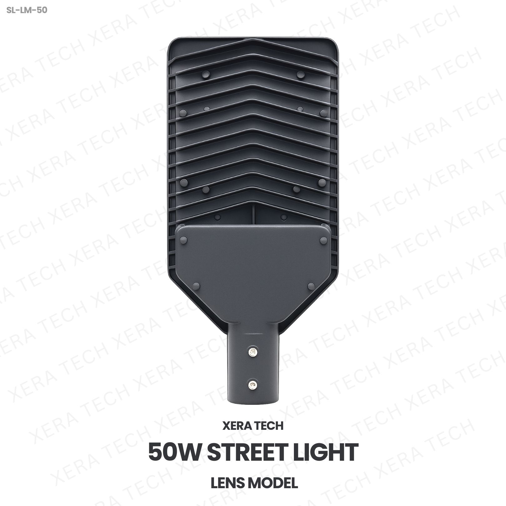 50W Street Light Lens Model – back view showing driver and heat sink | Xera Tech