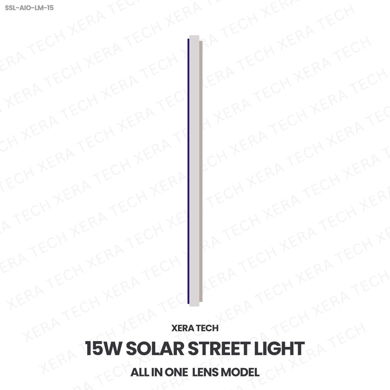 15W IPIP66 Solar Street Light – side profile | Xera Tech
