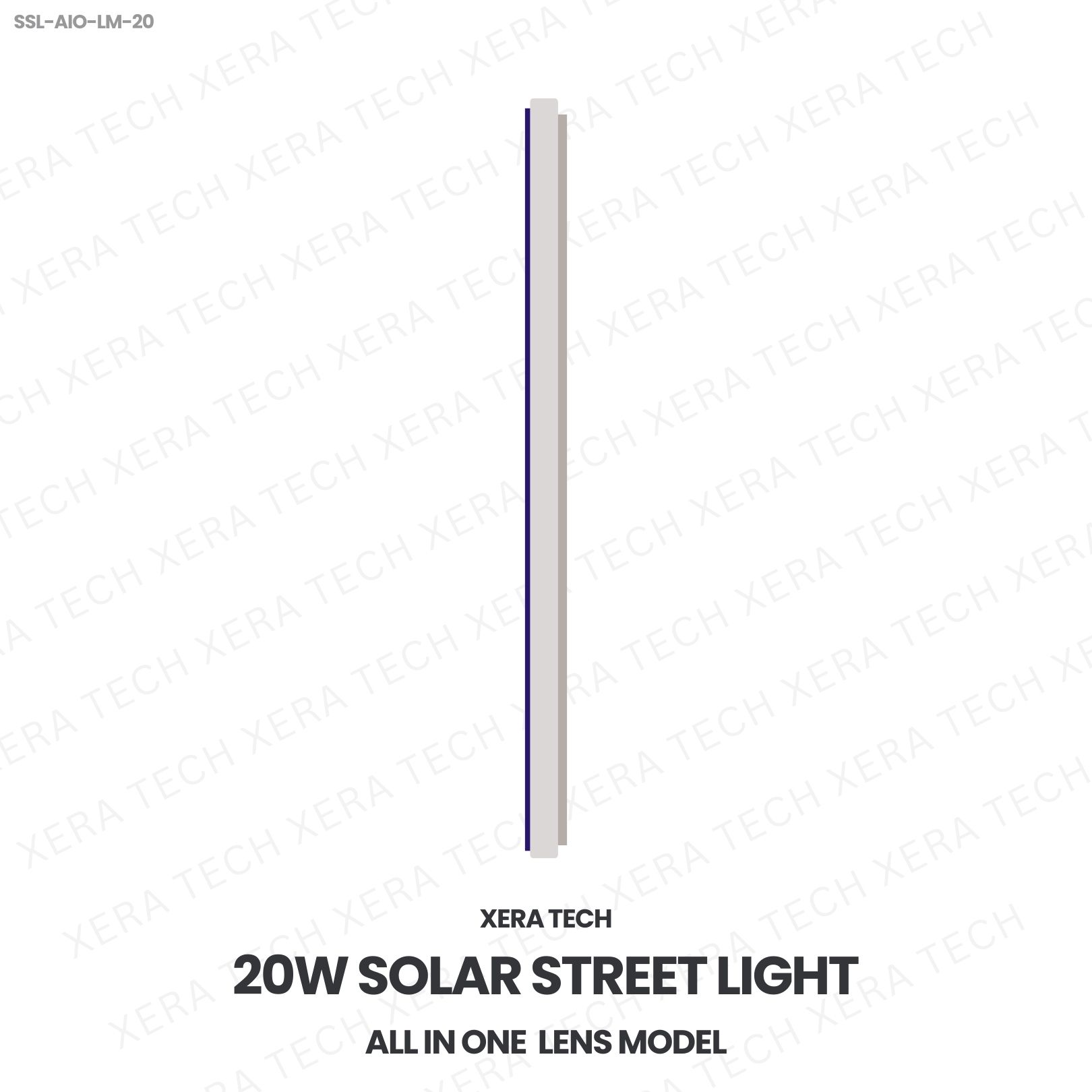 20W IPIP66 Solar Street Light – side profile | Xera Tech