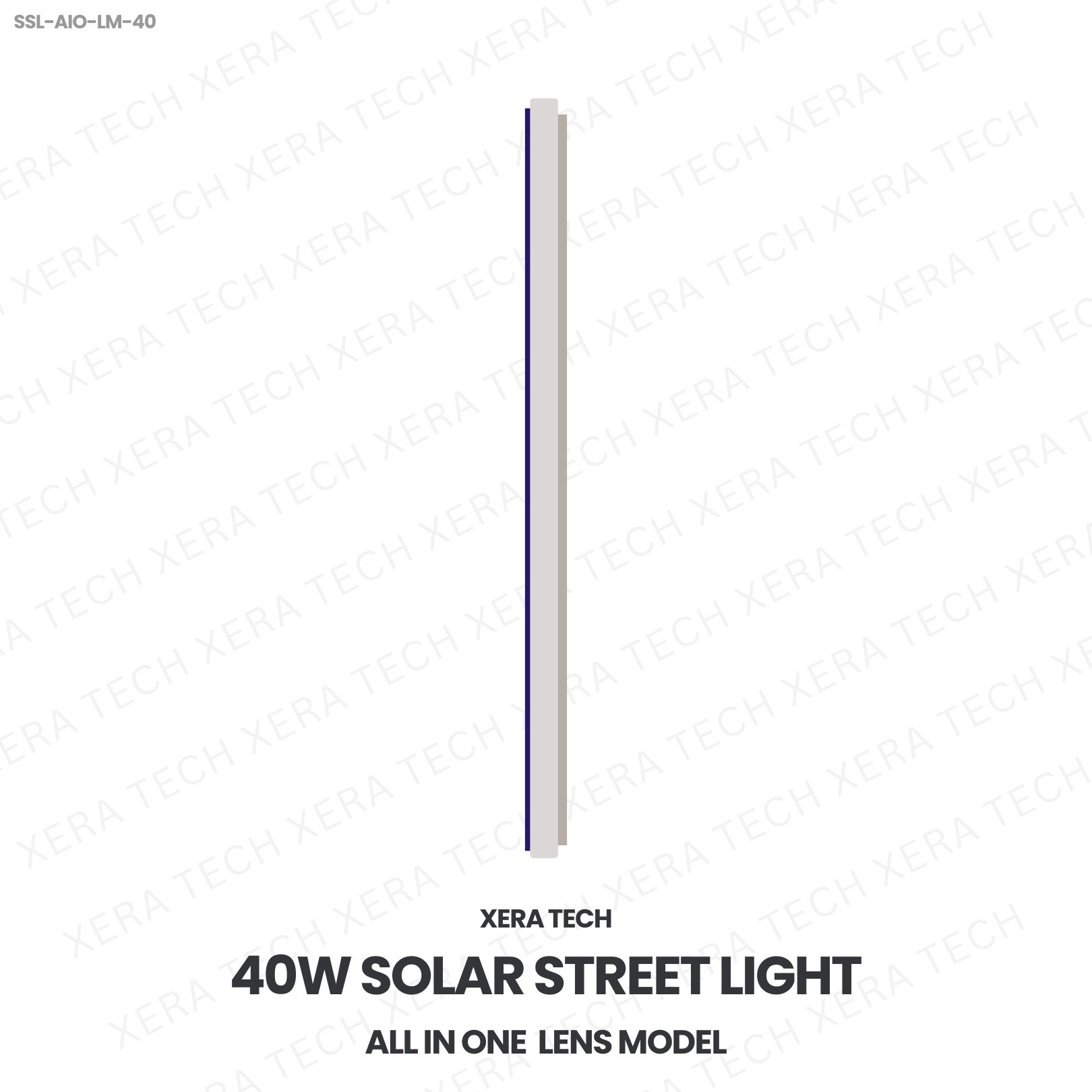 40W IPIP66 Solar Street Light – side profile | Xera Tech