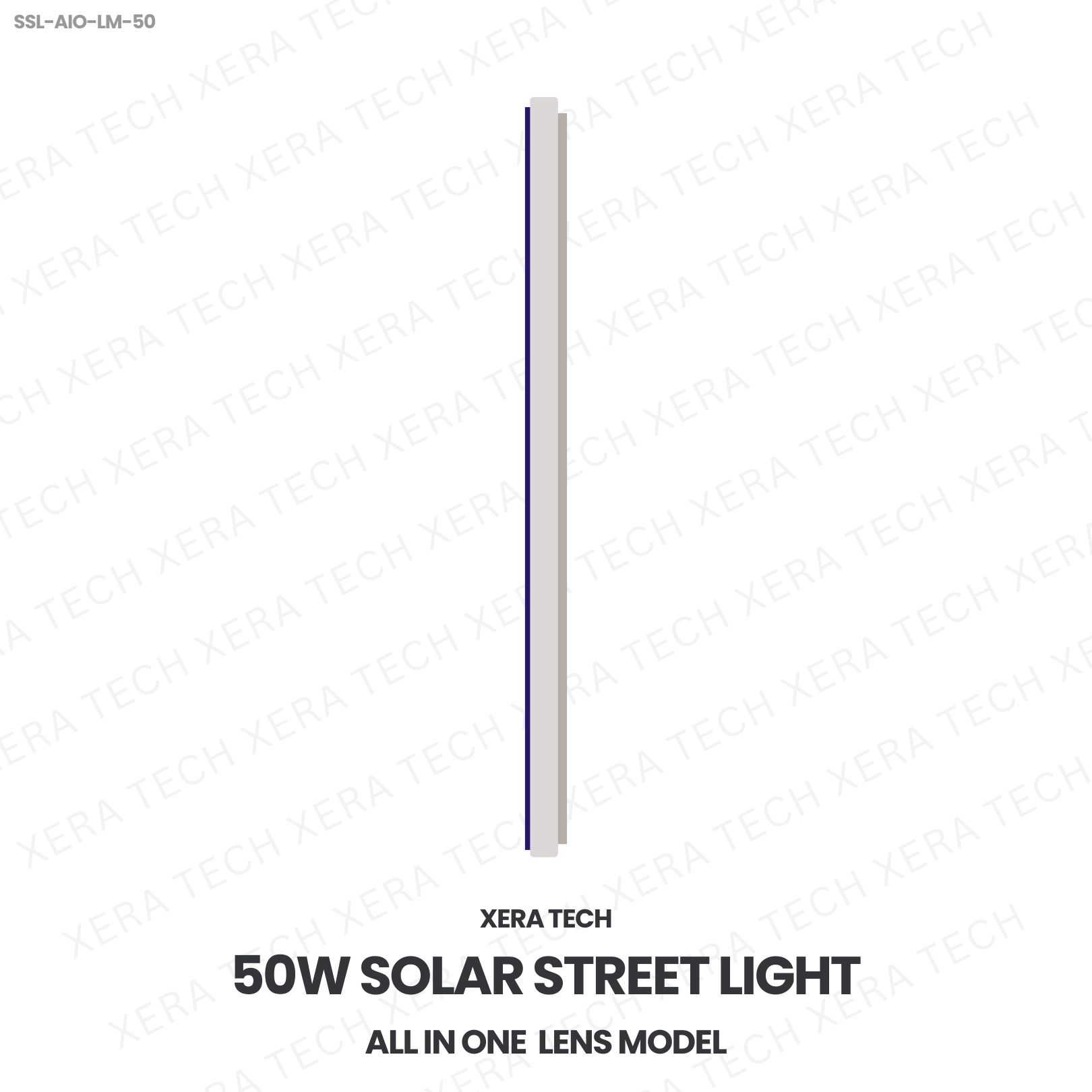 50W IPIP66 Solar Street Light – side profile | Xera Tech
