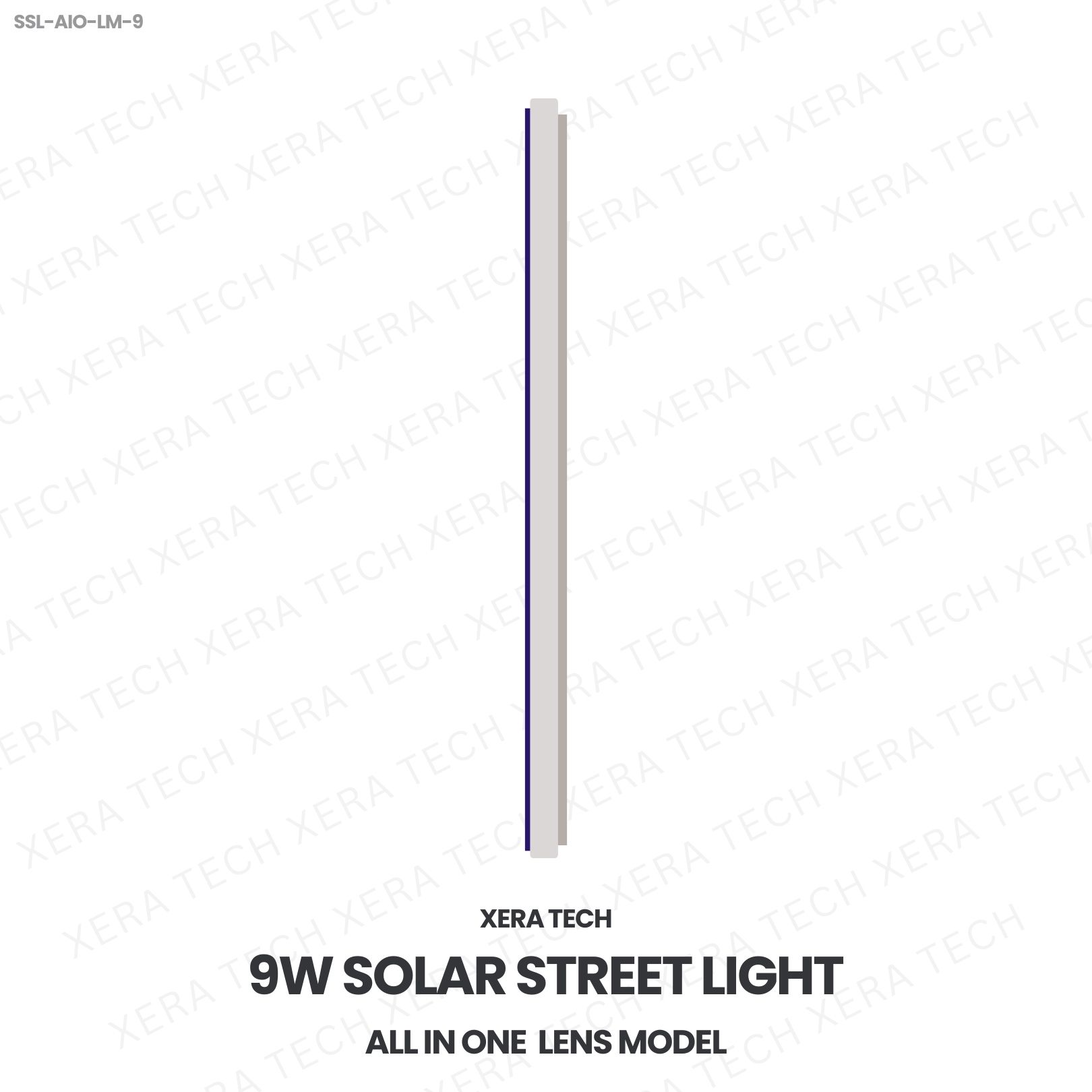 9W IPIP66 Solar Street Light – side profile | Xera Tech