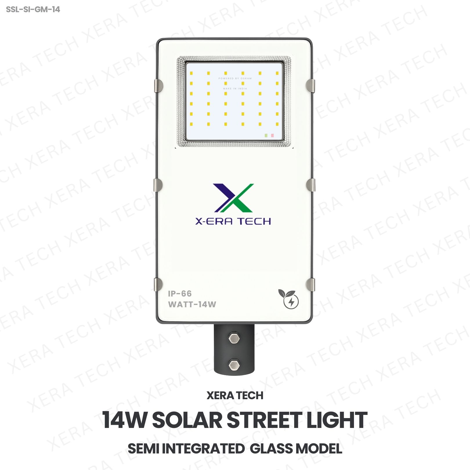 14W Solar Street Light Semi Integrated Glass Model – 14WW LED Solar Street Light by Xera Tech