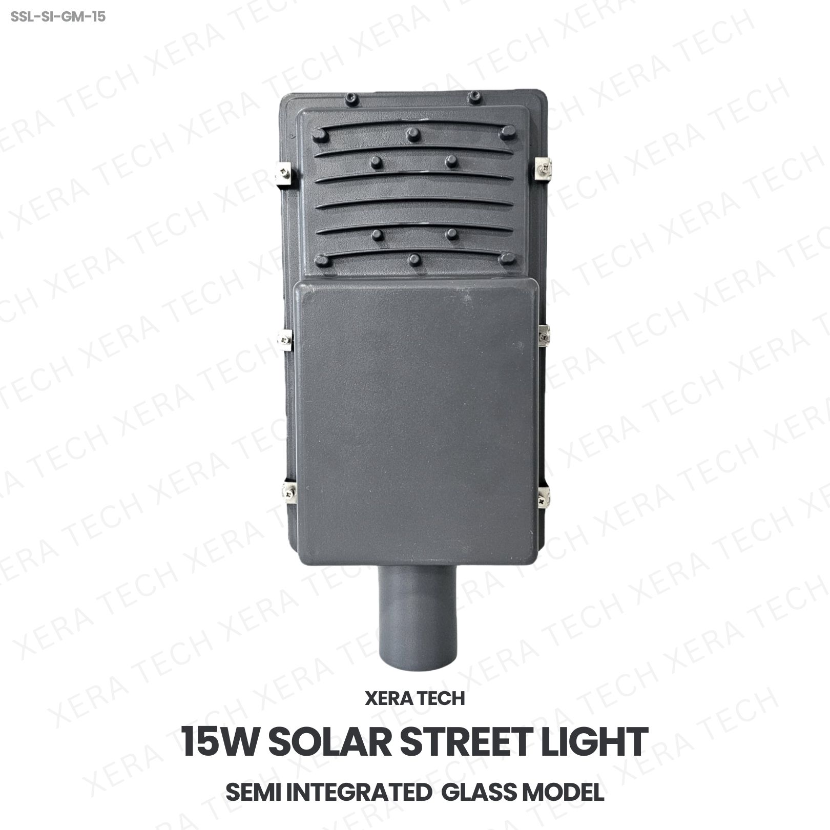 15W Solar Street Light Glass Model – back view showing driver and heat sink | Xera Tech