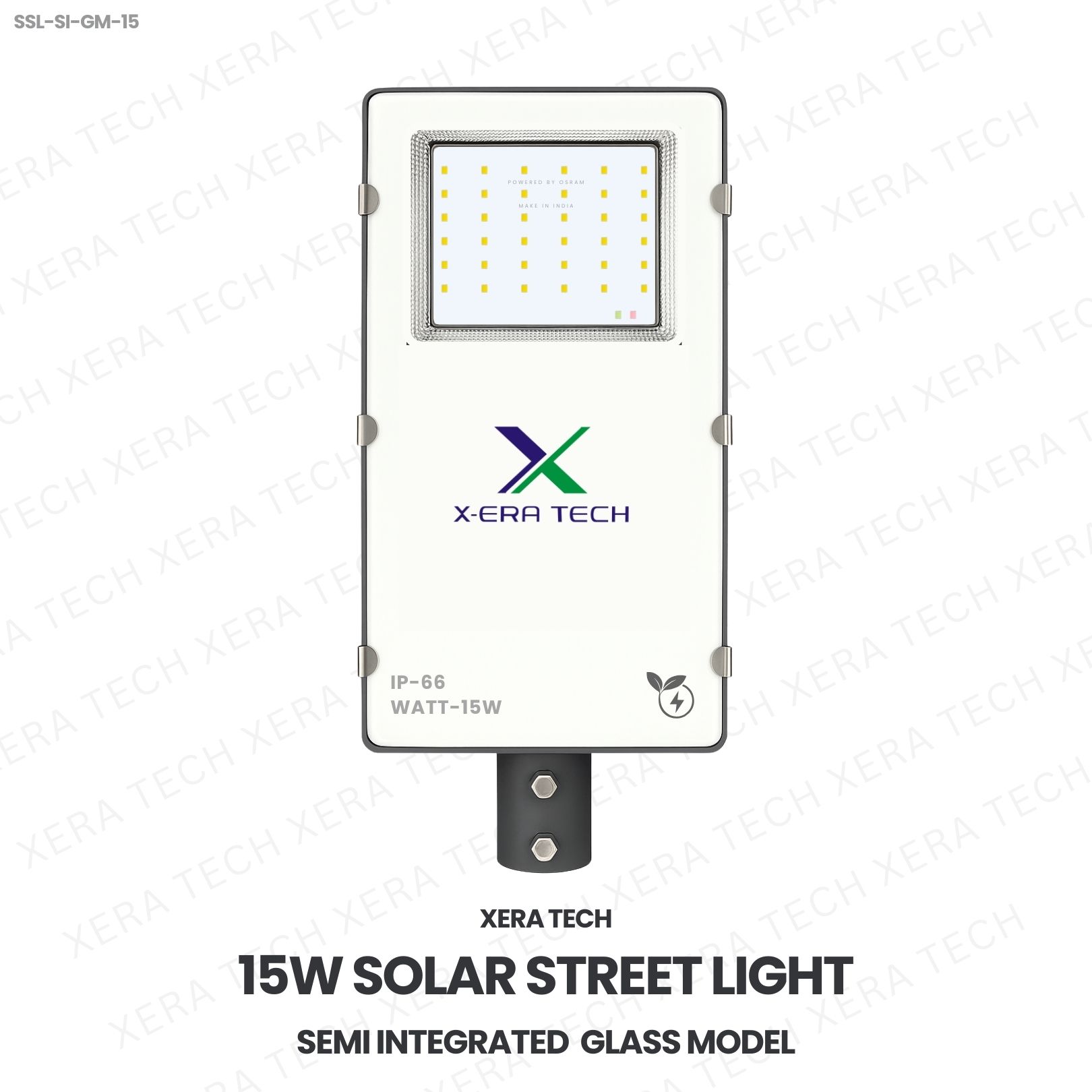 15W Solar Street Light Semi Integrated Glass Model – 15WW LED Solar Street Light by Xera Tech
