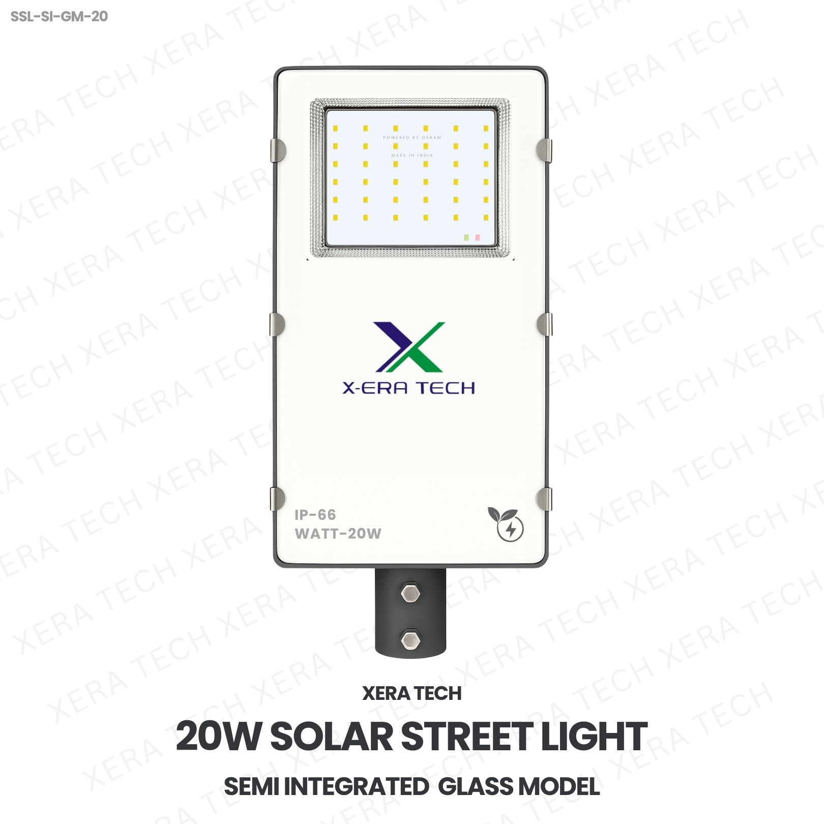 20W Solar Street Light Semi Integrated Glass Model – 20WW LED Solar Street Light by Xera Tech