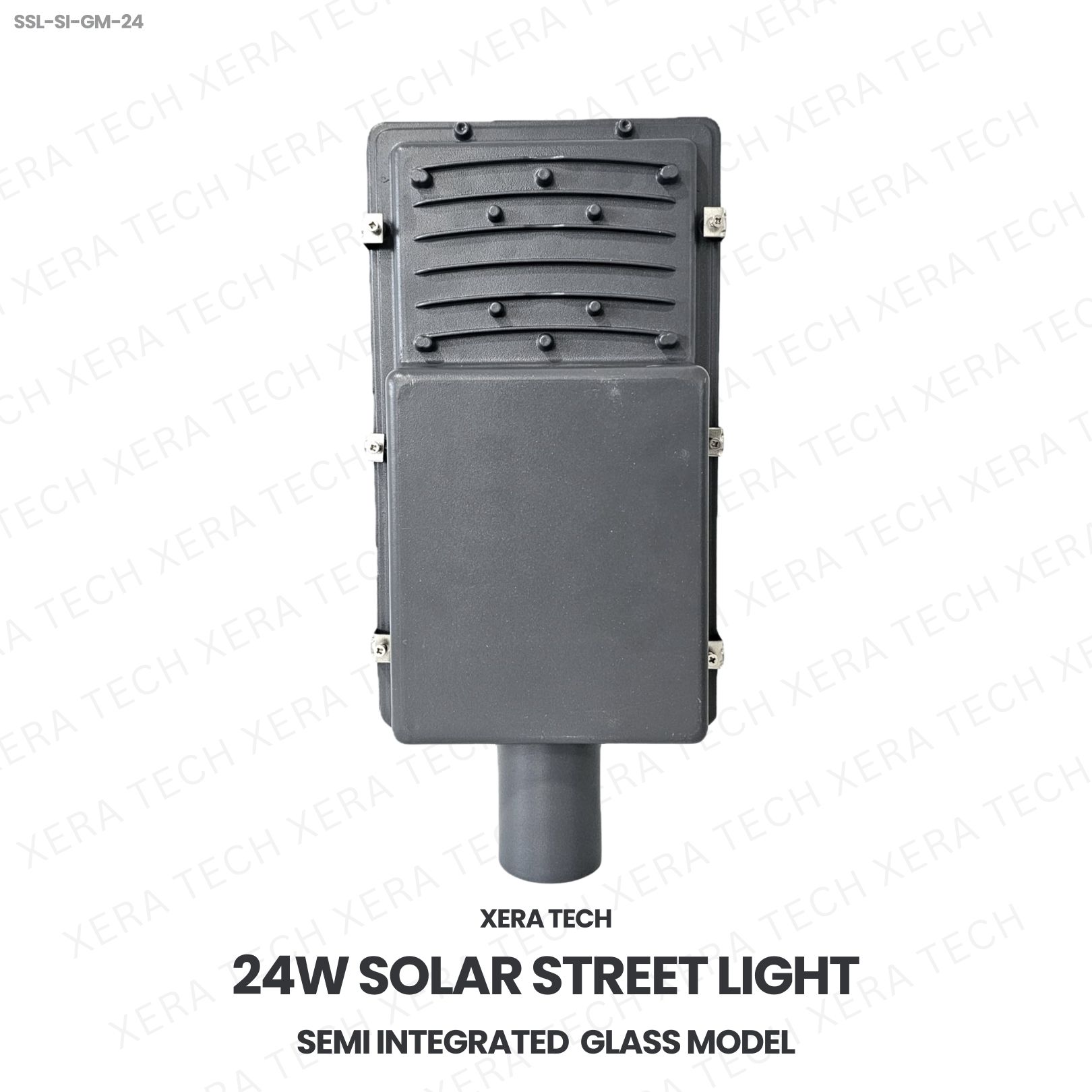 24W Solar Street Light Glass Model – back view showing driver and heat sink | Xera Tech