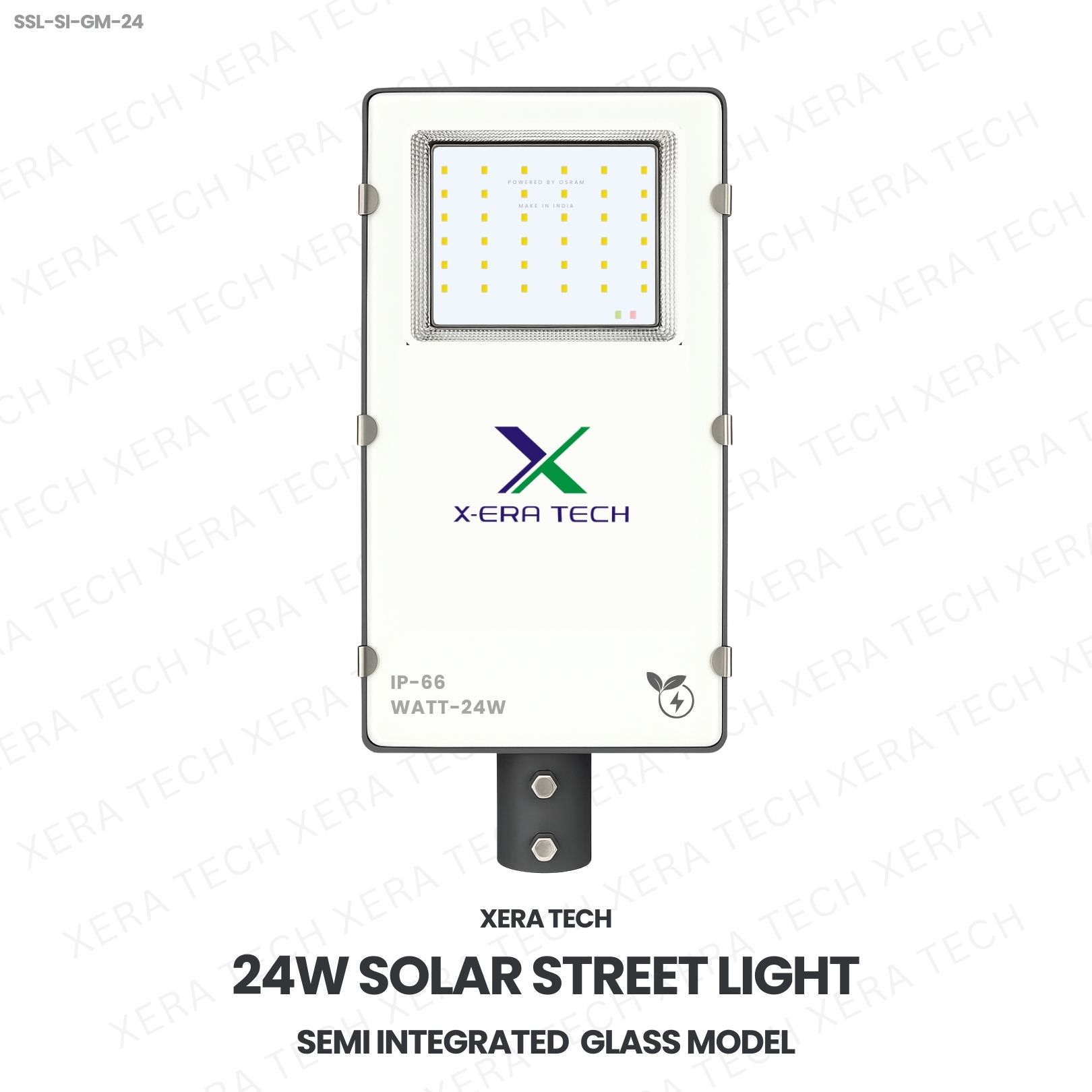 24W Solar Street Light Semi Integrated Glass Model – 24WW LED Solar Street Light by Xera Tech