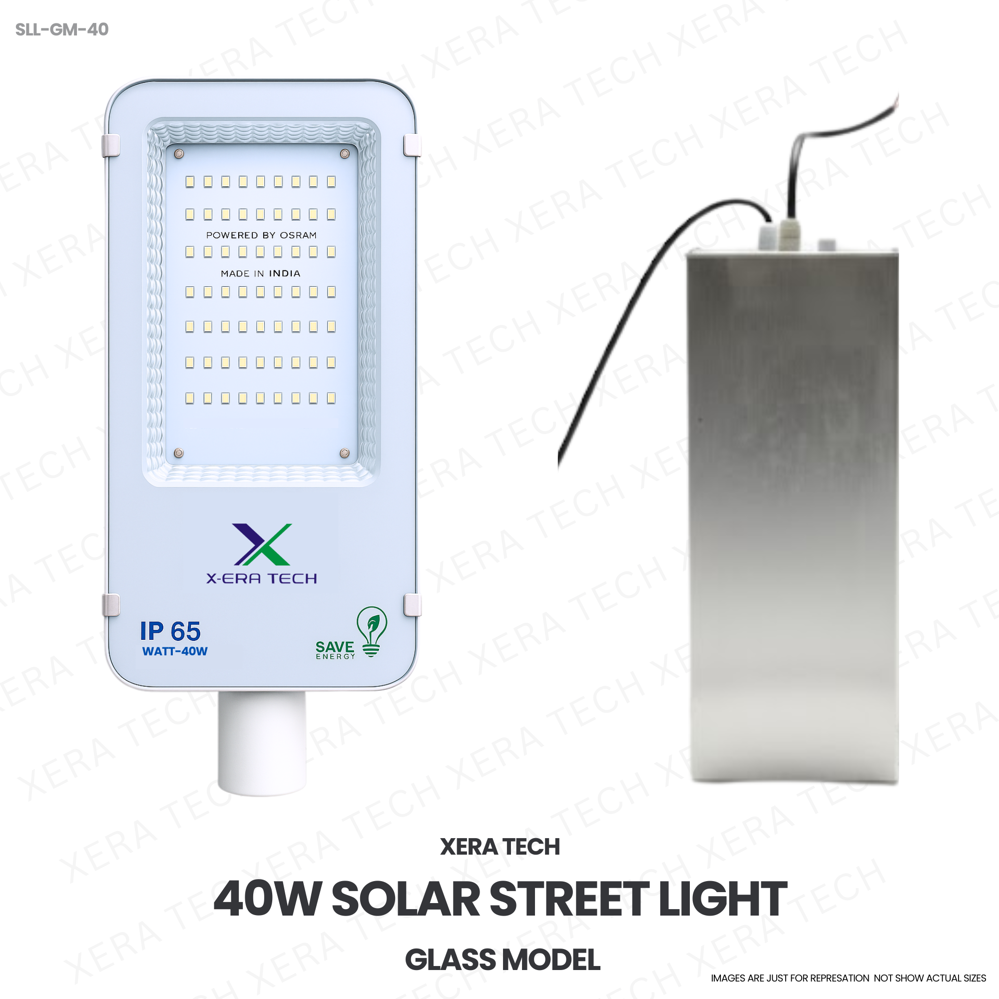 40W IPIP66 Solar Street Light – side profile | Xera Tech
