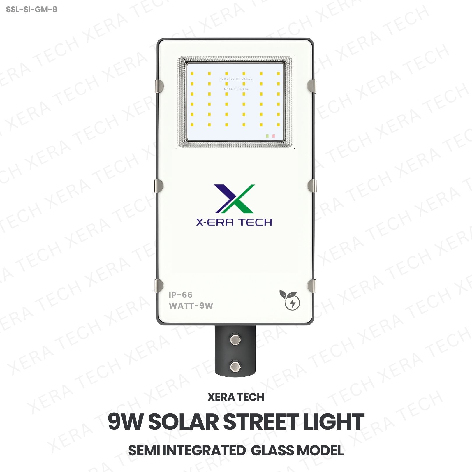 9W Solar Street Light Semi Integrated Glass Model