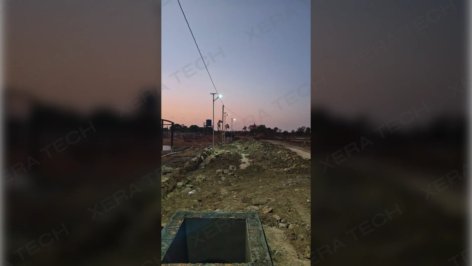 Solar Street Light Installation on Nashik Road Project – Street Light Down Choke Glass Model installation by Xera Tech
